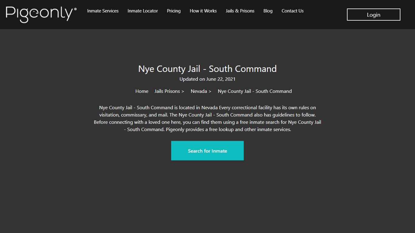 Nye County Jail - South Command Inmate Search | Nevada